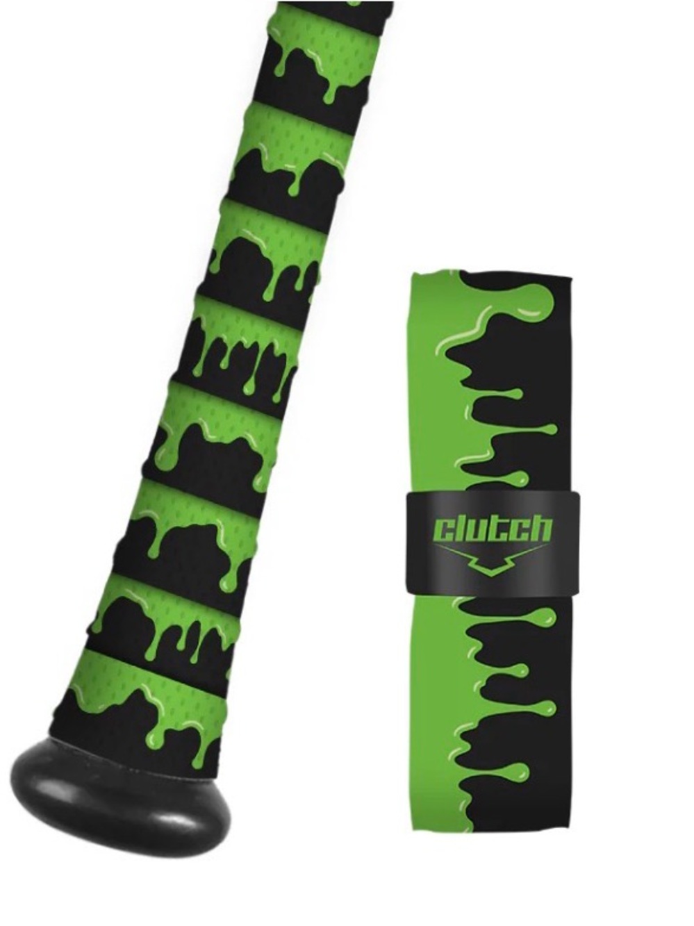 Green Slim Bat Grip 1mm Tape Green Neon & Black Drip Design USA Made